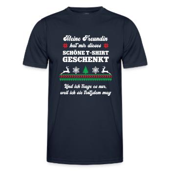 Weihnachten Wichteln Häßliches Weihnachtsshirt - Männer Funktions-T-Shirt - Navy - Vorne - AI Model Male 178 dark (178cm)