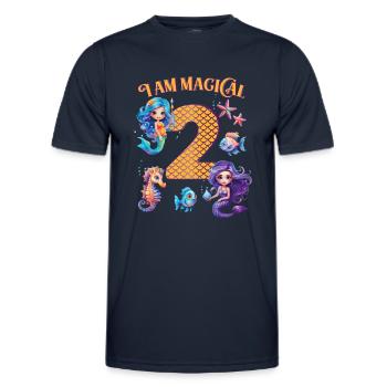 Anniversaire de la sirène 2 ans - T-shirt sport Homme - bleu marine - Devant - AI Model Male 178 dark (178cm)