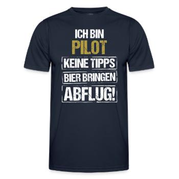 Je suis pilote - apporte de la bière et décolle - T-shirt sport Homme - bleu marine - Devant - AI Model Male 178 dark (178cm)
