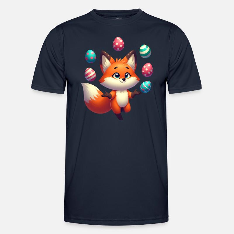 Jonglierender Rotfuchs mit Ostereiern - Männer Funktions-T-Shirt - Navy