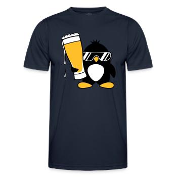 penguin sunglasses party celebrate beer alcohol gla - Men's Functional T-Shirt - navy - Front - AI Model Male 178 dark (178cm)