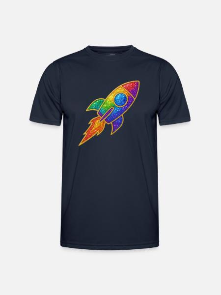 GlitzerRakete Regenbogen Durchstarter Glitzer Gold - Männer Funktions-T-Shirt - Navy