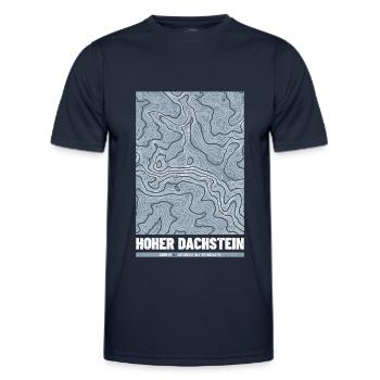 Hoher Dachstein | Map topography Grunge - Men's Functional T-Shirt - navy - Front - AI Model Male 178 dark (178cm)