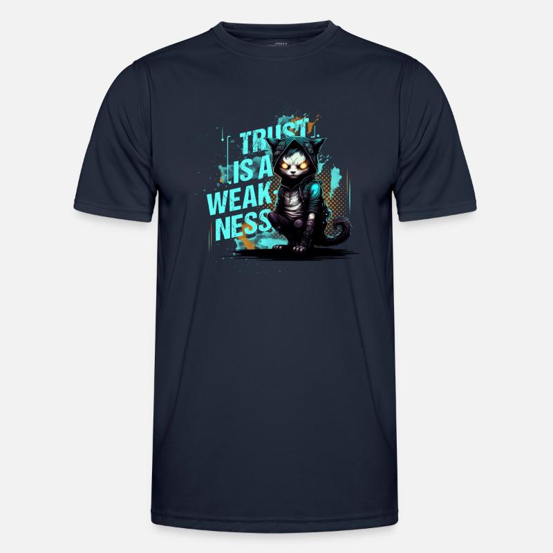 Cyber Cat Hacker Cat Trust is a Weakness - Men's Functional T-Shirt - navy