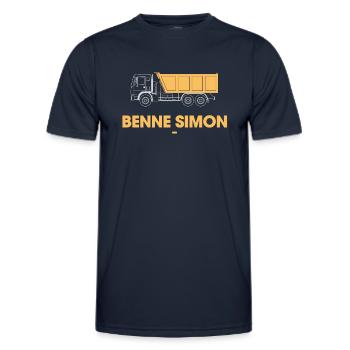 Gelber Simon-Müllcontainer - Männer Funktions-T-Shirt - Navy - Vorne - AI Model Male 178 dark (178cm)