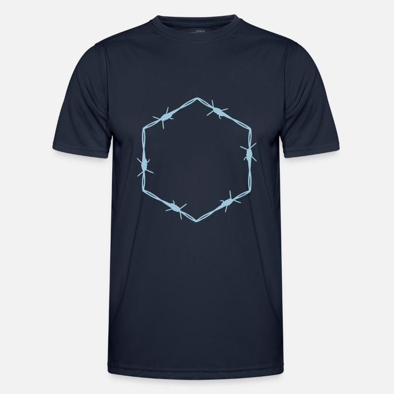 Stacheldraht 6 Eck Hexagon - Geschenkidee Tattoo Männer Funktions-T-Shirt