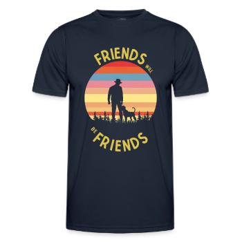 Les amis seront les amis du chien et du maître - T-shirt sport Homme - bleu marine - Devant - AI Model Male 178 dark (178cm)