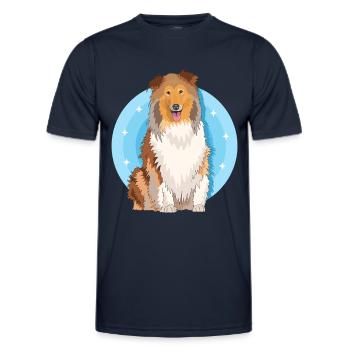 Collie Longhair Collie Rough Collies Gift - Men's Functional T-Shirt - navy - Front - AI Model Male 178 dark (178cm)