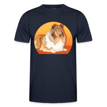 Collie Longhair Collie Rough Collies Gifts - Men's Functional T-Shirt - navy - Front - AI Model Male 178 dark (178cm)