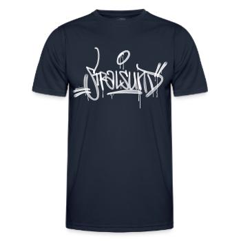 Stralsund Graffiti Tag Ultra Shirt - T-shirt sport Homme - bleu marine - Devant - AI Model Male 178 dark (178cm)