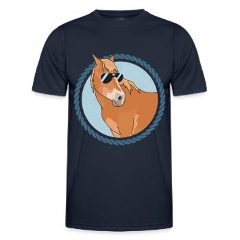 Haflinger horses | Haffi Horse Owner Gift - Men's Functional T-Shirt - navy - Front - AI Model Male 178 dark (178cm)