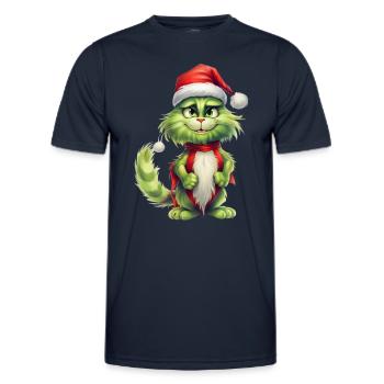 Katze Weihnachten Weihnachtselfe Geschenke Mütze - Männer Funktions-T-Shirt - Navy - Vorne - AI Model Male 178 dark (178cm)