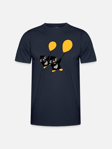 2 balloon penguins flying - Men's Functional T-Shirt - navy