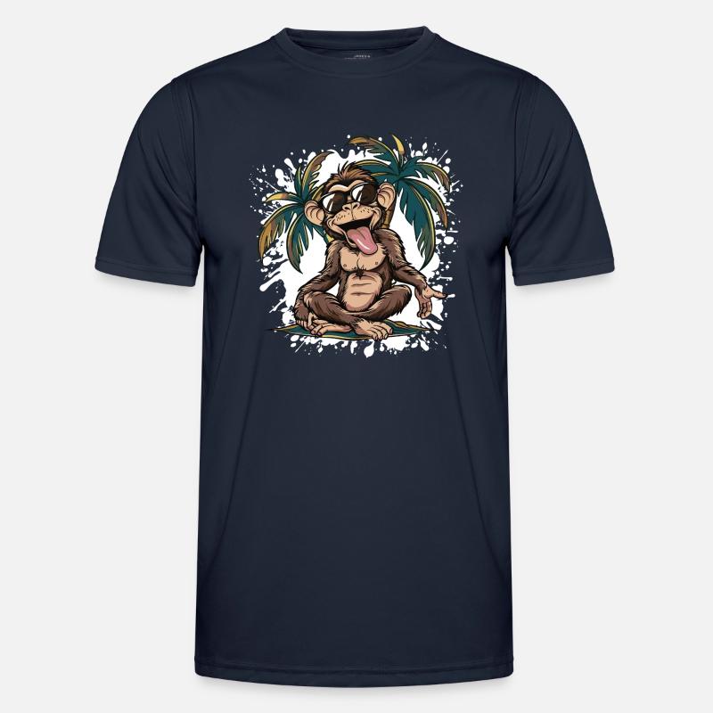Monkey Island Palm Tree - Men's Functional T-Shirt - navy