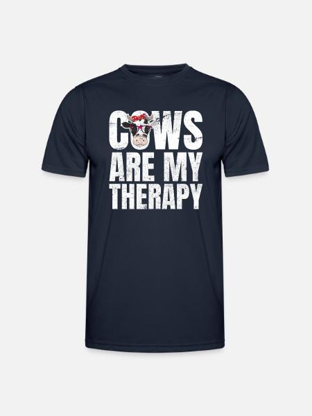 Cows Are My Therapy Kühe Bauer Landwirt - Männer Funktions-T-Shirt - Navy