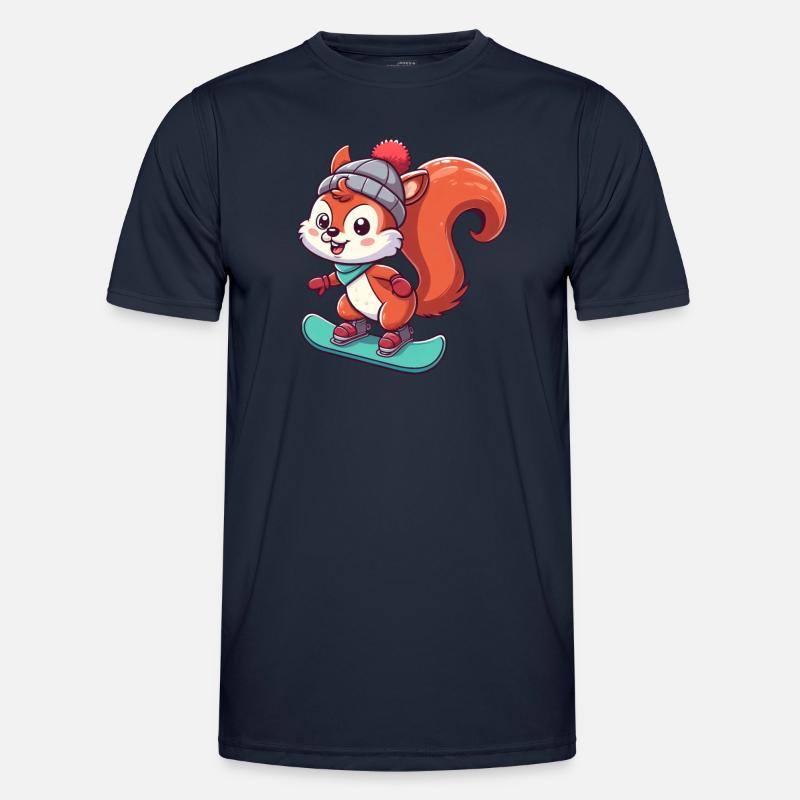 Winterabenteuer mit Eichhörnchen – Snowboard-Spaß - Männer Funktions-T-Shirt - Navy
