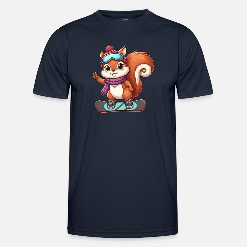 Snowboard Eichhörnchen Winterabenteuer - Männer Funktions-T-Shirt - Navy