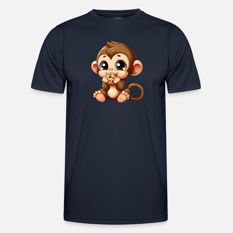 Mignon chimpanzé grignote sur des biscuits T-shirt sport Homme