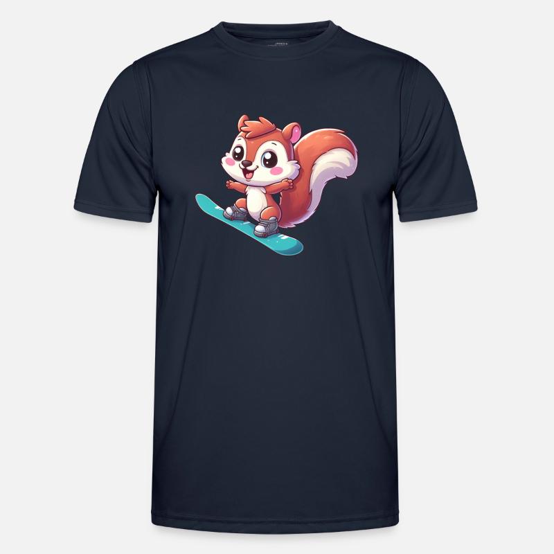 Süßes Eichhörnchen, Comic Snowboarder, Winterurlau - Männer Funktions-T-Shirt - Navy