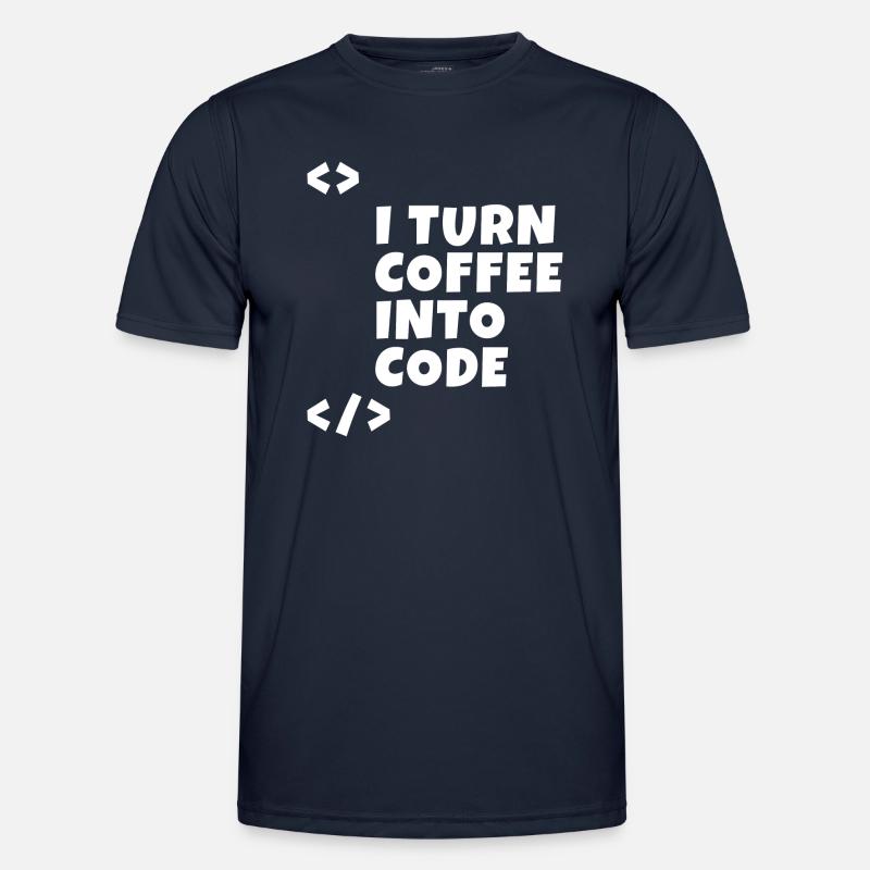 I turn coffee into code Programmierer Entwickler - Männer Funktions-T-Shirt - Navy
