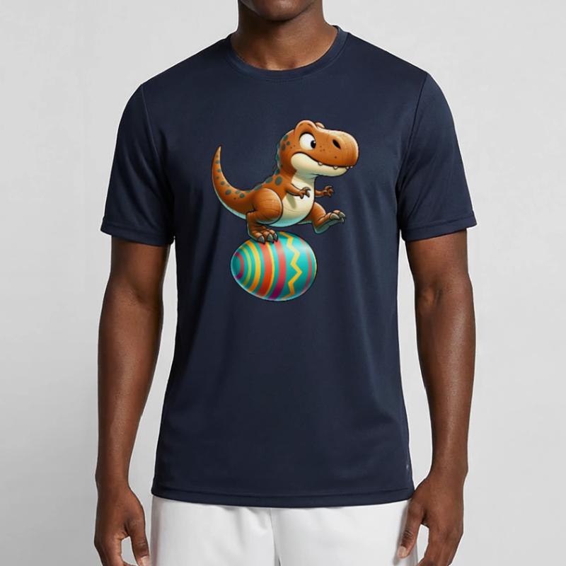 Dancing T-Rex, Easter Eggshell Fun Men's Functional T-Shirt