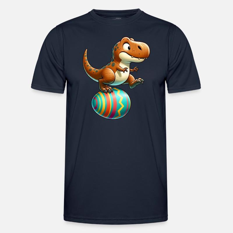 Dancing T-Rex, Easter Eggshell Fun - Men's Functional T-Shirt - navy