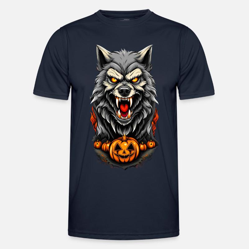 Halloween Wolf - Männer Funktions-T-Shirt - Navy