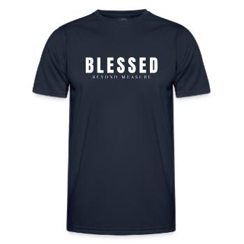 Blessed - Beyond Measure Christian Gift - Men's Functional T-Shirt - navy - Front - AI Model Male 178 dark (178cm)