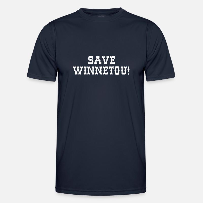 save winnetou,font,typo,black,western,white - Men's Functional T-Shirt - navy