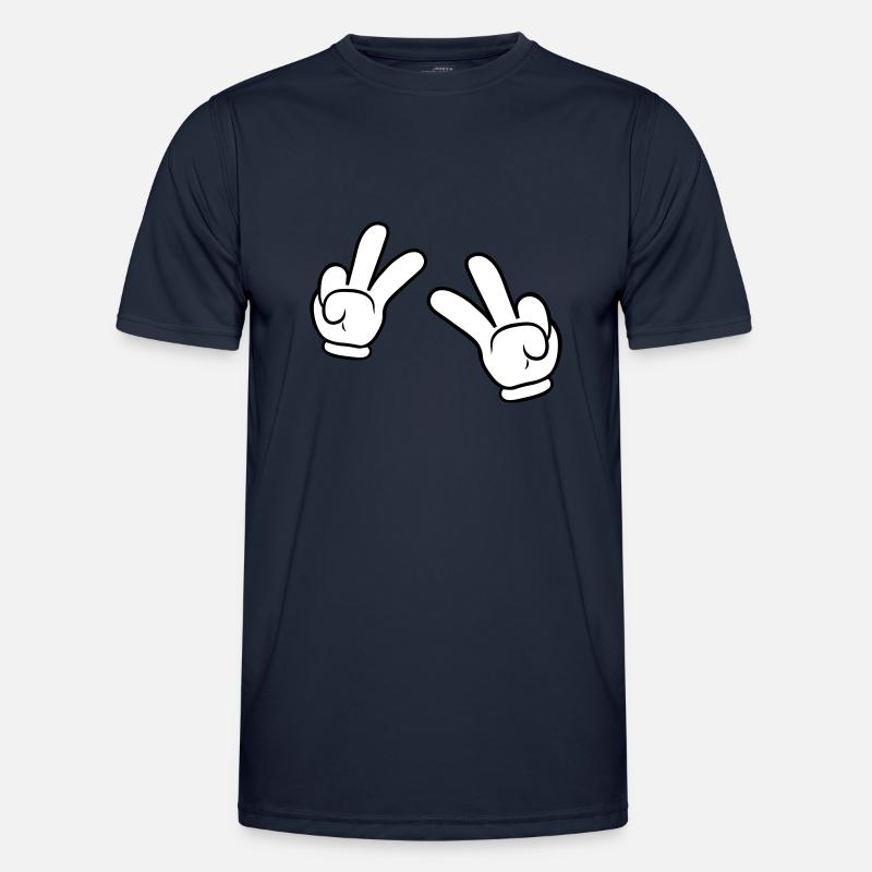 Comic Hands Peace Sign - Men's Functional T-Shirt - navy