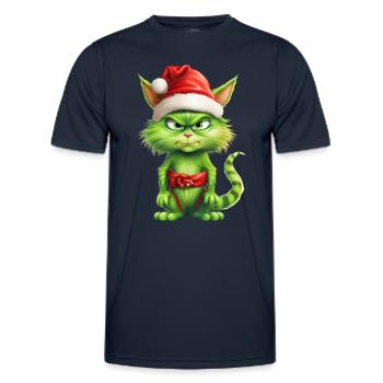 Katze Weihnachten Weihnachtselfe Geschenke Mütze - Männer Funktions-T-Shirt - Navy - Vorne - AI Model Male 178 dark (178cm)