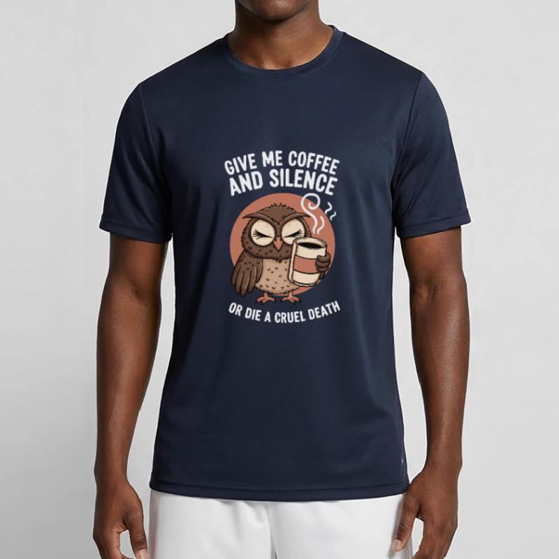Kaffee Eule - geb mir Kaffee und Stille oder stirb Männer Funktions-T-Shirt