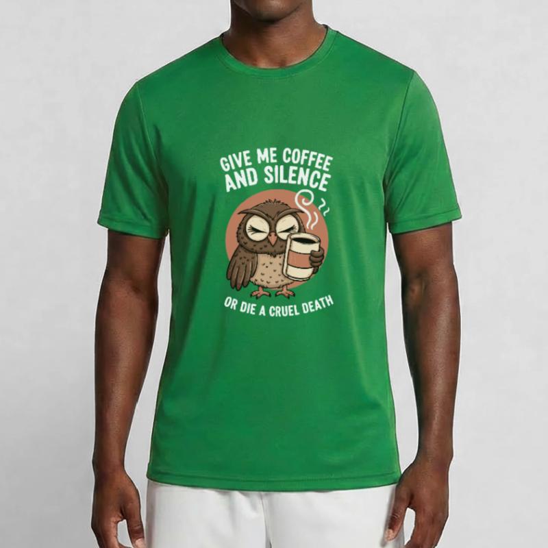 Kaffee Eule - geb mir Kaffee und Stille oder stirb Männer Funktions-T-Shirt
