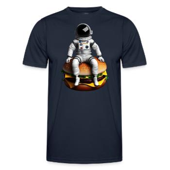 Space Astronaut Cheeseburger - Men's Functional T-Shirt - navy - Front - AI Model Male 178 dark (178cm)