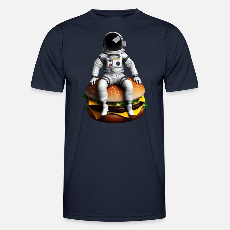 Space Astronaut Cheeseburger - Men's Functional T-Shirt - navy