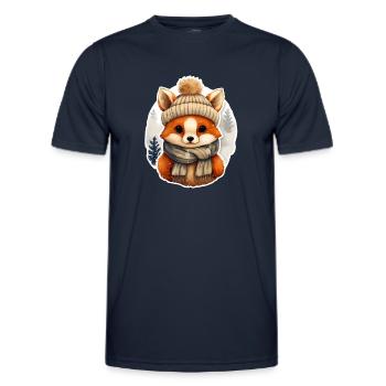 Fuchs mit Mütze und Schal - Männer Funktions-T-Shirt - Navy - Vorne - AI Model Male 178 dark (178cm)