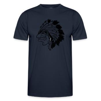 Indianerhäuptling grinst listig Cartoon einfarbig - Männer Funktions-T-Shirt - Navy - Vorne - AI Model Male 178 dark (178cm)