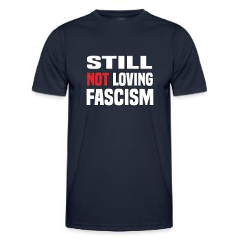 Je n’aime toujours pas le fascisme - T-shirt sport Homme - bleu marine - Devant - AI Model Male 178 dark (178cm)