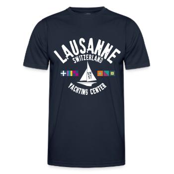 Lausanne Switzerland yacht center - T-shirt sport Homme - bleu marine - Devant - AI Model Male 178 dark (178cm)
