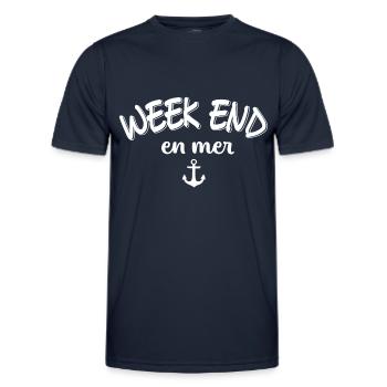 week end en mer - T-shirt sport Homme - bleu marine - Devant - AI Model Male 178 dark (178cm)