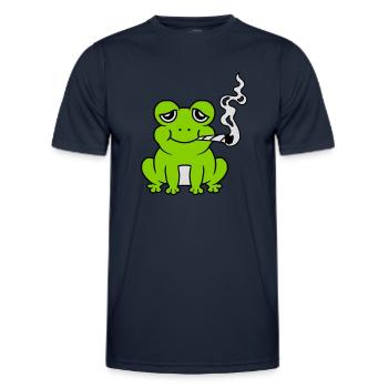 Bekiffter Weed Joint Frosch - Männer Funktions-T-Shirt - Navy - Vorne - AI Model Male 178 dark (178cm)