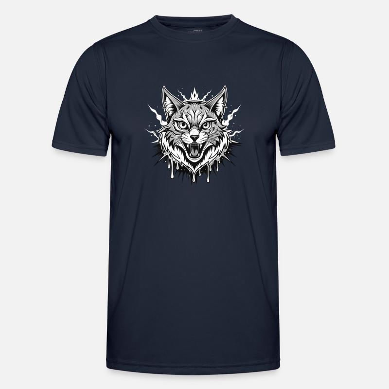 cat black and withe - Männer Funktions-T-Shirt - Navy