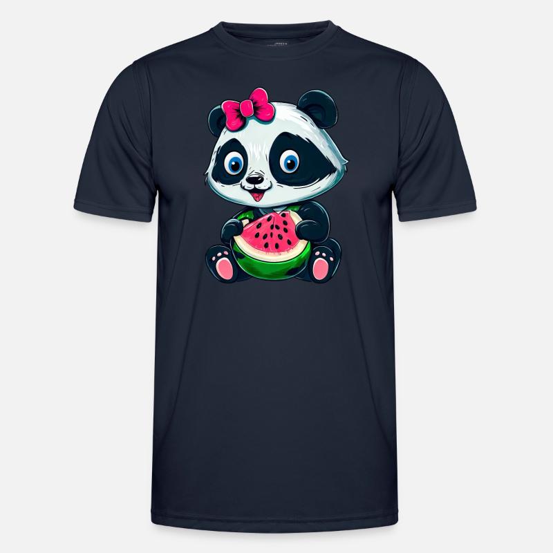 Süßes Panda-Mädchen mit Wassermelone - Männer Funktions-T-Shirt - Navy