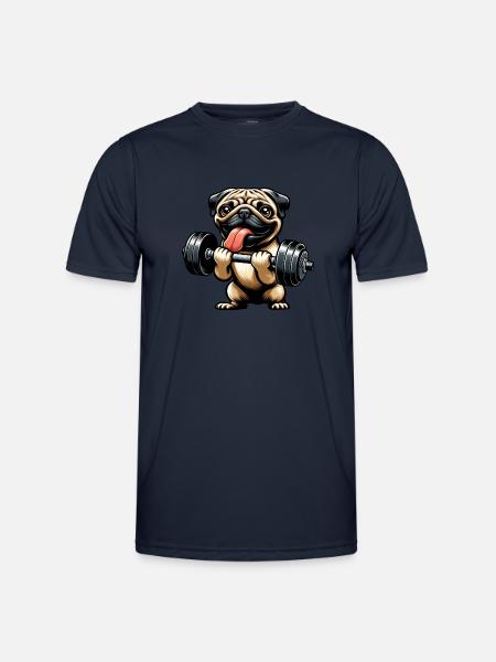 Mops-Workout: Hanteltraining mit Spaß - Männer Funktions-T-Shirt - Navy