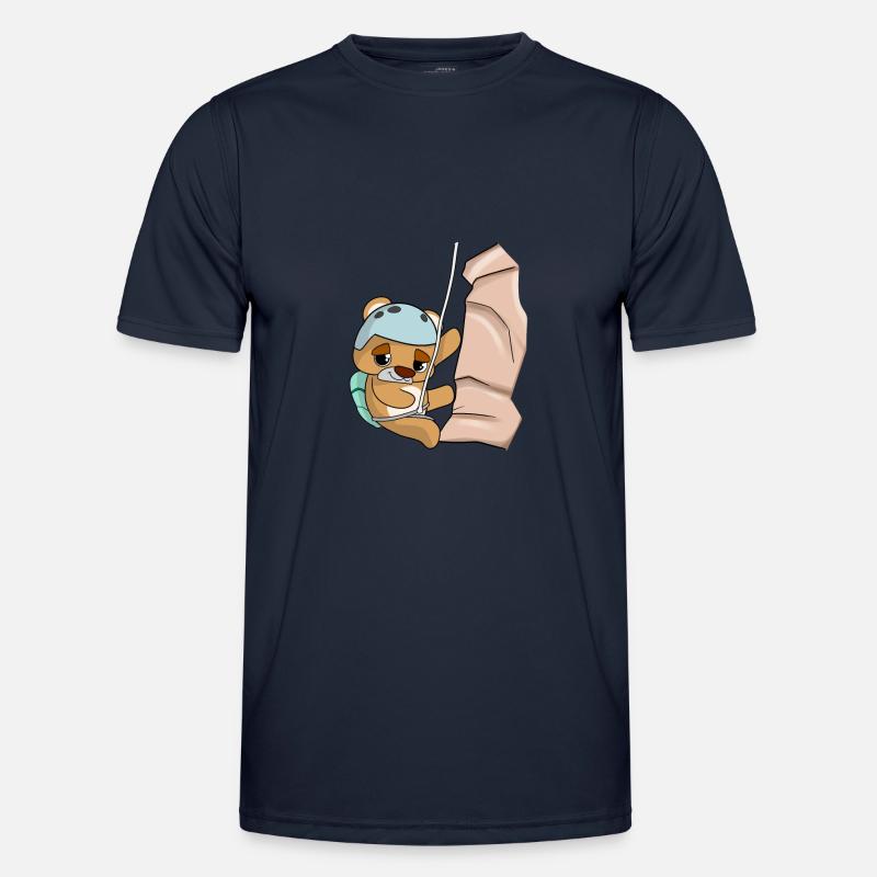 Klettern Abseilen Bär Comic Männer Funktions-T-Shirt