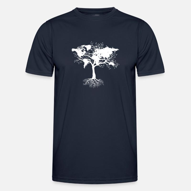 Tree with world map - Men's Functional T-Shirt - navy