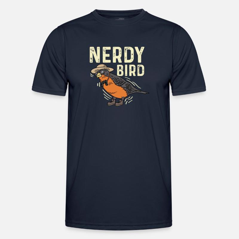 Nerdiger Vogel Smart und Nerd Geschenk - Männer Funktions-T-Shirt - Navy
