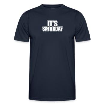 C’est drôle la blague du samedi Prankster Day de la semaine - T-shirt sport Homme - bleu marine - Devant - AI Model Male 178 dark (178cm)