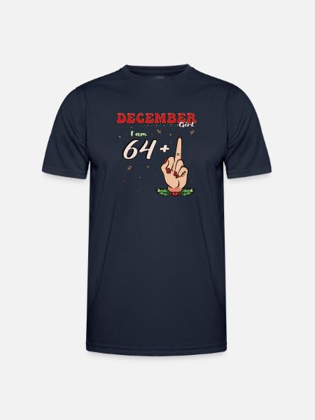 Dezember Mädchen 64 + Mittelfinger | Fetter 65. Platz - Männer Funktions-T-Shirt - Navy