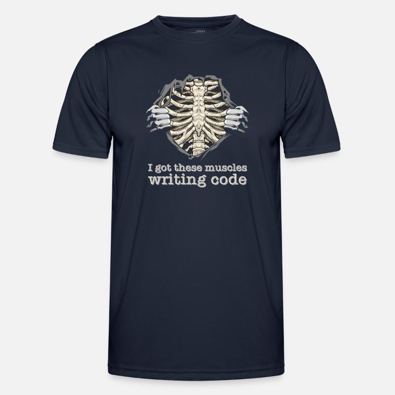 I Got These Muscles Writing Code for Nerd Geek - Men's Functional T-Shirt - navy